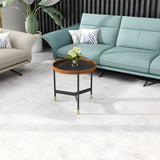 Round Tray Top Stainless Steel Base Coffee Table Set Image - 17