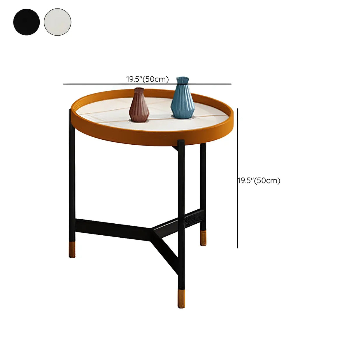 Round Tray Top Stainless Steel Base Coffee Table Set 