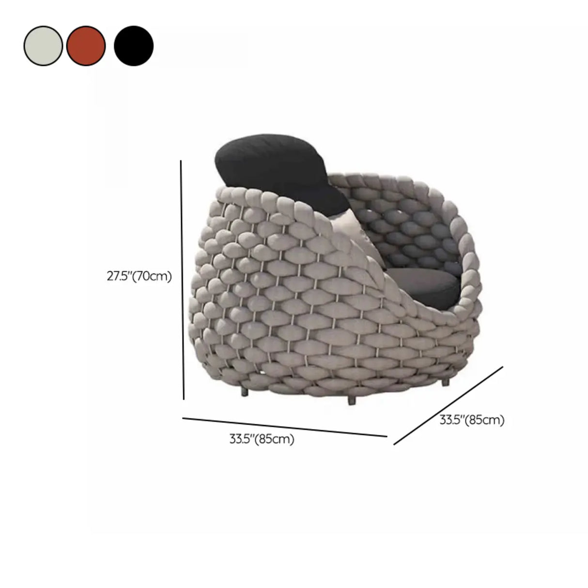 Round Wicker UV Resistant Gray Upholstered Patio Lounge Set 