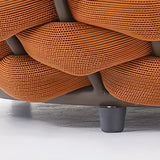 Round Wicker UV Resistant Gray Upholstered Patio Lounge Set Image - 6