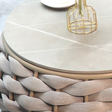 Round Wicker UV Resistant Gray Upholstered Patio Lounge Set Image - 8