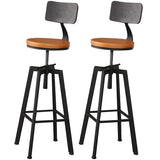 Round Wood Backless Metal Four Legs Counter Bar Stool Image - 17
