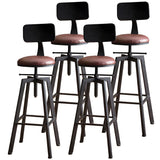 Round Wood Backless Metal Four Legs Counter Bar Stool Image - 24