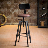 Round Wood Backless Metal Four Legs Counter Bar Stool Image - 25