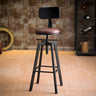 Round Wood Backless Metal Four Legs Counter Bar Stool Image - 25