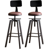Round Wood Backless Metal Four Legs Counter Bar Stool Image - 26