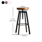 Round Wood Backless Metal Four Legs Counter Bar Stool #size