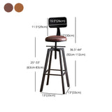Round Wood Backless Metal Four Legs Counter Bar Stool Image - 28