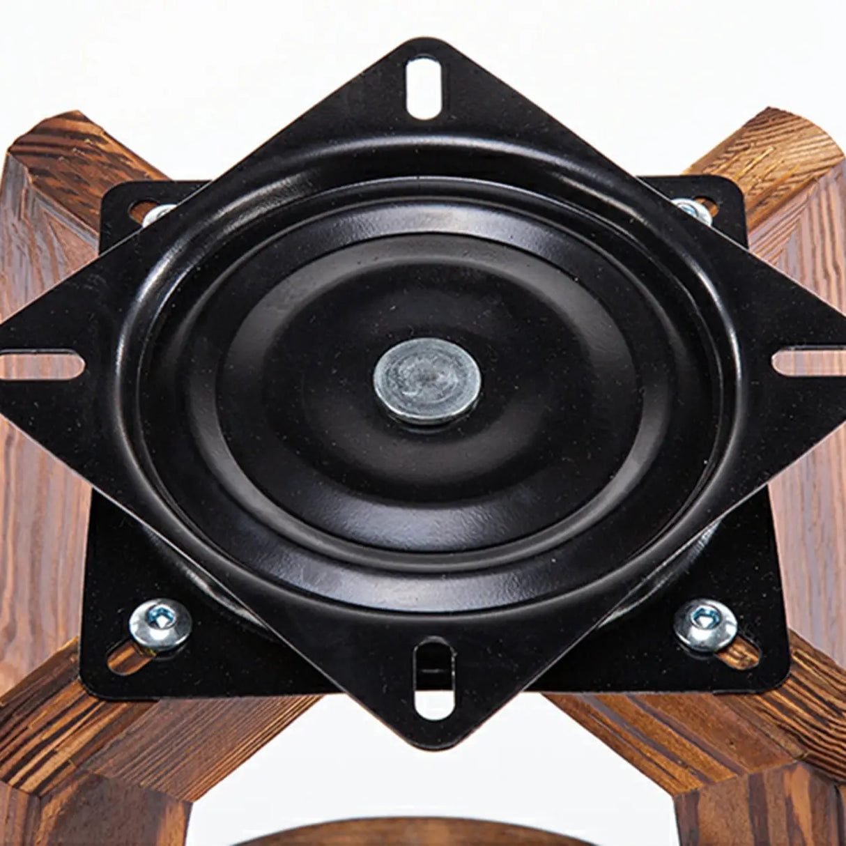 Round Wood Frame Faux Leather Backrest Pine Bar Stool Image - 12