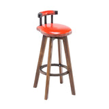 Round Wood Frame Faux Leather Backrest Pine Bar Stool Image - 23