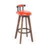 Round Wood Frame Faux Leather Backrest Pine Bar Stool Image - 23