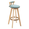 Round Wood Frame Faux Leather Backrest Pine Bar Stool Image - 25