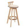 Round Wood Frame Faux Leather Backrest Pine Bar Stool Image - 31