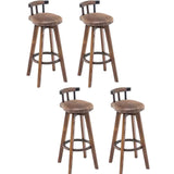 Round Wood Frame Faux Leather Backrest Pine Bar Stool Image - 40