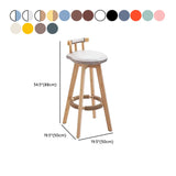 Round Wood Frame Faux Leather Backrest Pine Bar Stool #size