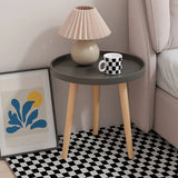 Round Wood Shelf Kids Nightstand Table with 3 Legs Image - 12