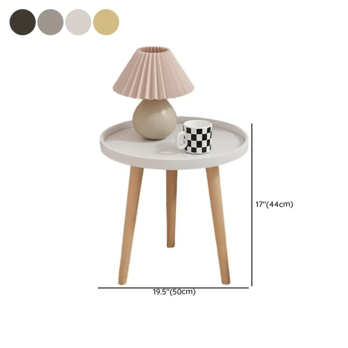 Round Wood Shelf Kids Nightstand Table with 3 Legs Image - 19