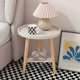 Round Wood Shelf Kids Nightstand Table with 3 Legs Image - 1