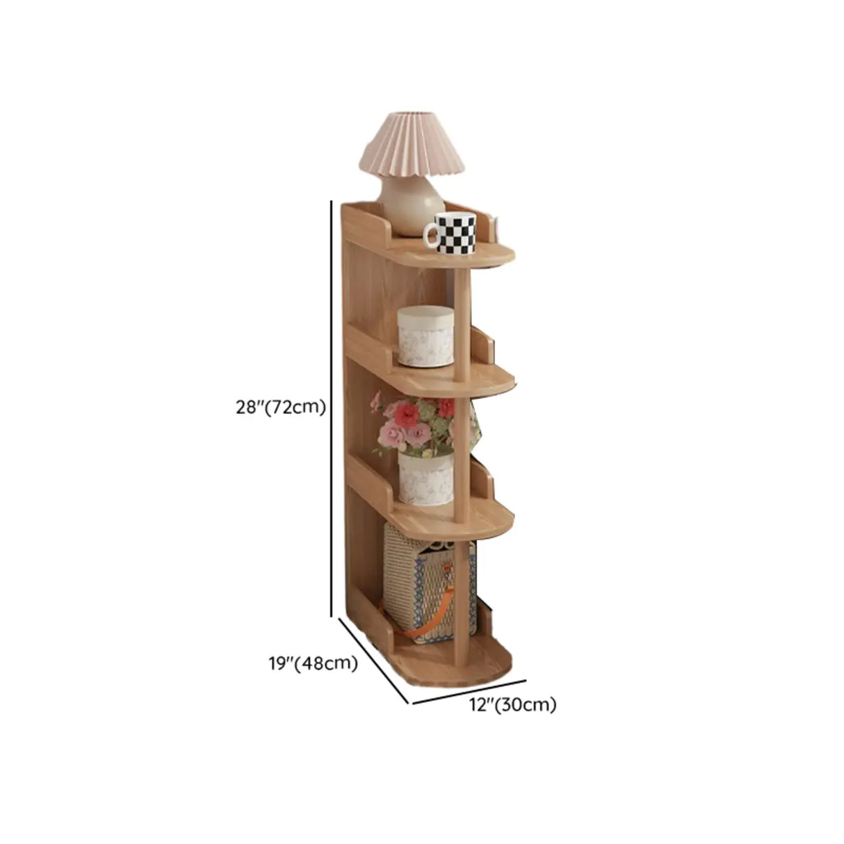 Round Wood Shelf Kids Nightstand Table with 3 Legs Image - 21