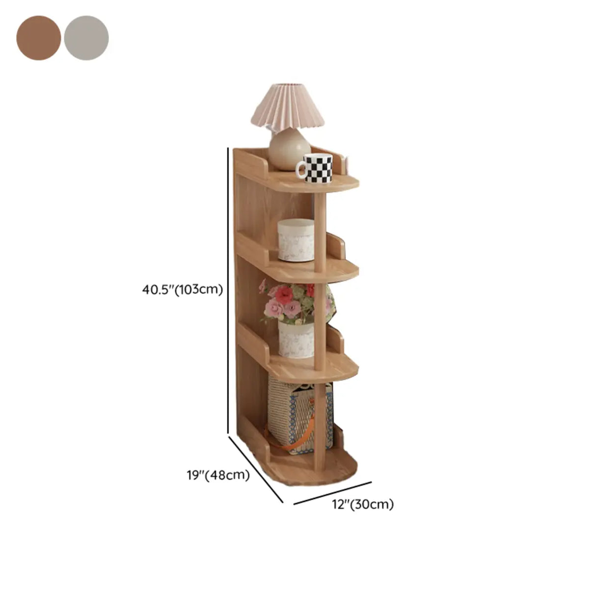 Round Wood Shelf Kids Nightstand Table with 3 Legs Image - 23