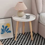 Round Wood Shelf Kids Nightstand Table with 3 Legs Image - 2