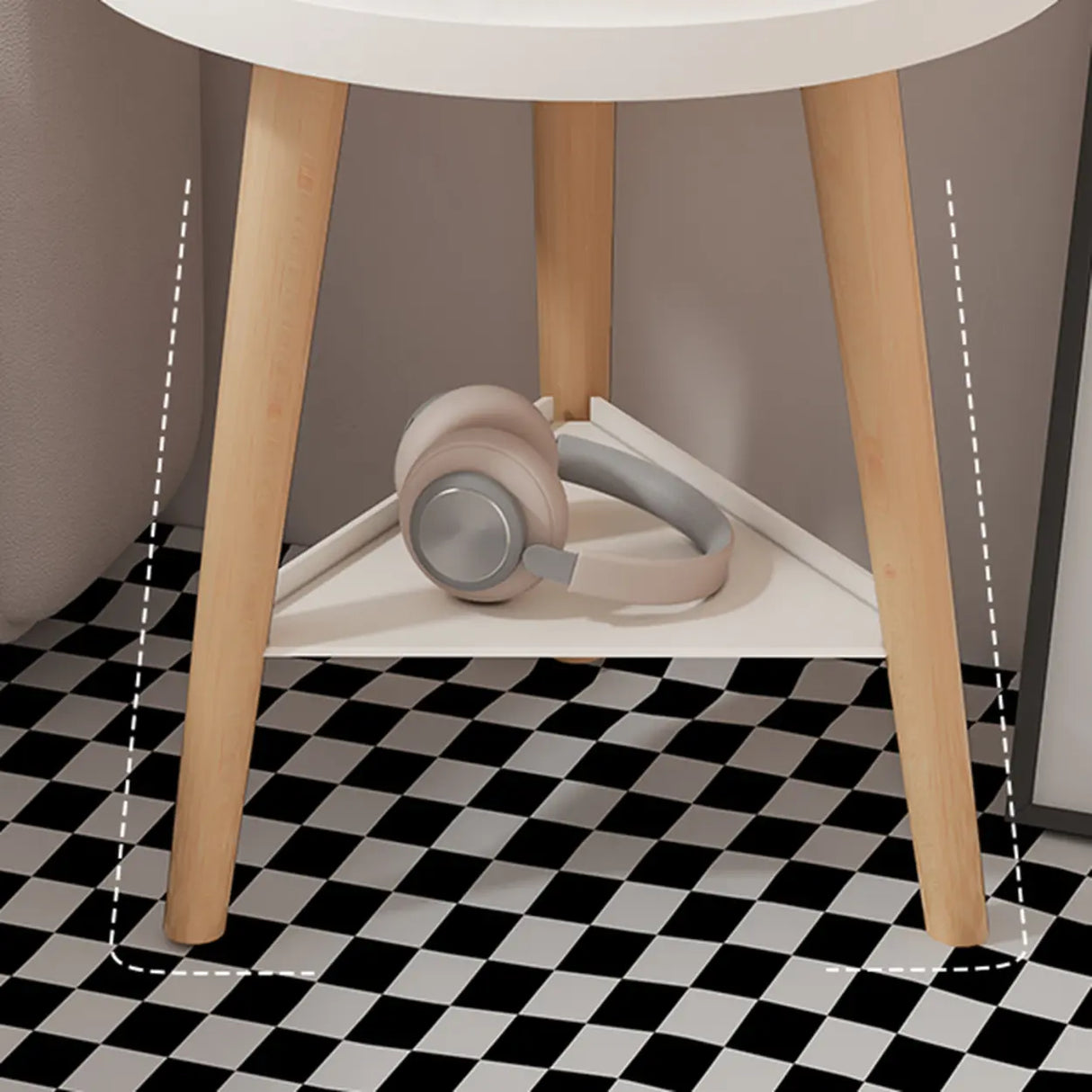 Round Wood Shelf Kids Nightstand Table with 3 Legs Image - 7