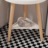 Round Wood Shelf Kids Nightstand Table with 3 Legs Image - 7
