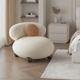 Rounded Beige Sherpa Four Legs Fixed Back Side Chair Image - 1