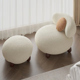 Rounded Beige Sherpa Four Legs Fixed Back Side Chair Image - 4