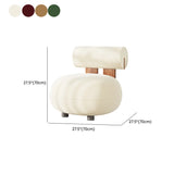 Rounded White Frosted Velvet Fixed Back Accent Chair #size