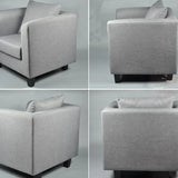 Royal Blue Chenille Square Arm Cushion Back Arm Chair Image - 3