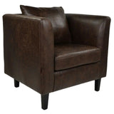 Royal Blue Chenille Square Arm Cushion Back Arm Chair Image - 5