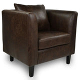 Royal Blue Chenille Square Arm Cushion Back Arm Chair Image - 6