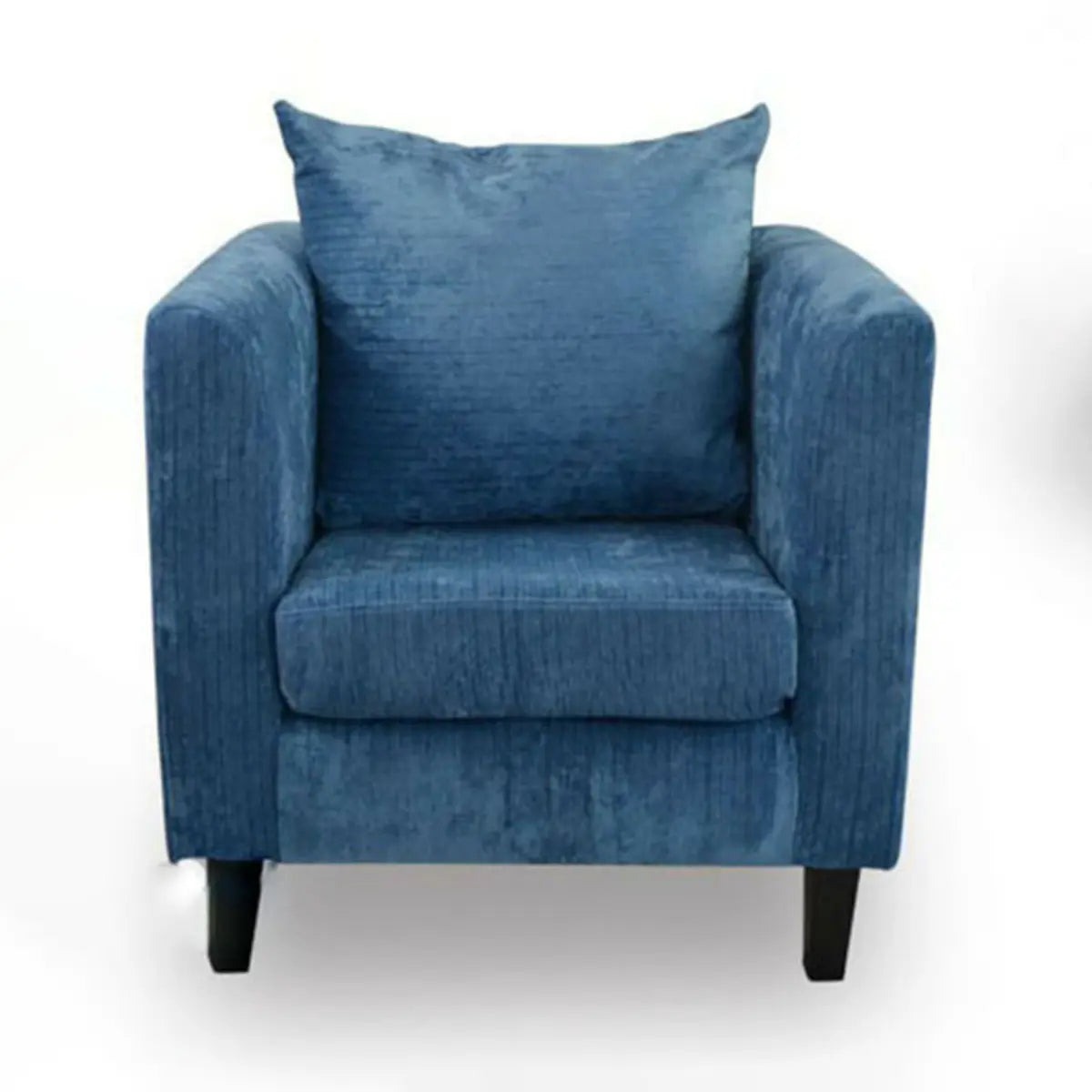 Royal Blue Chenille Square Arm Cushion Back Arm Chair Image - 7