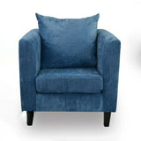 Royal Blue Chenille Square Arm Cushion Back Arm Chair Image - 7