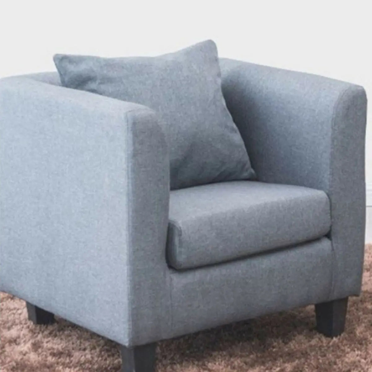 Royal Blue Chenille Square Arm Cushion Back Arm Chair Image - 9