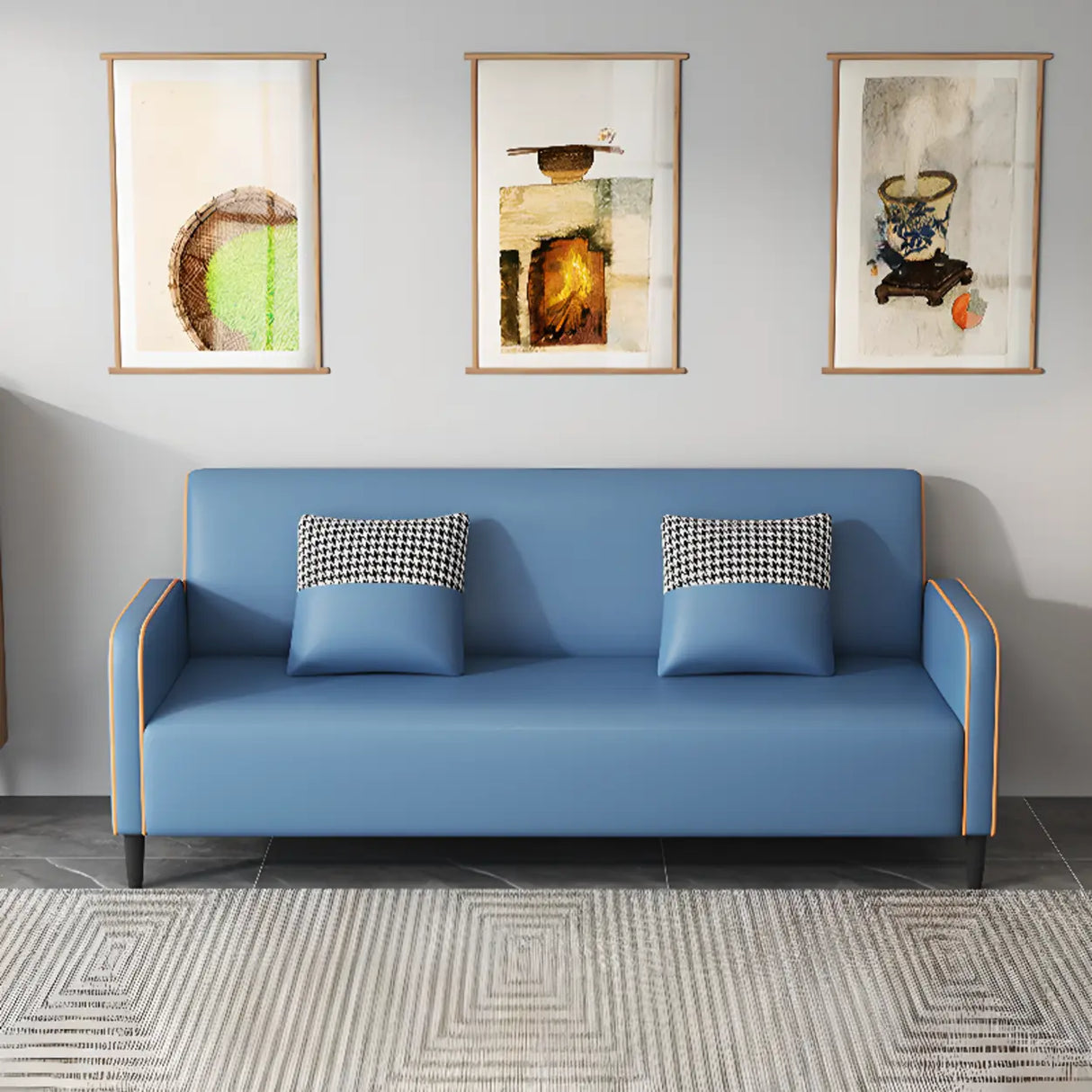 Royal Blue Water Resistant Tech Cloth Tight Back Sofa Image - 1