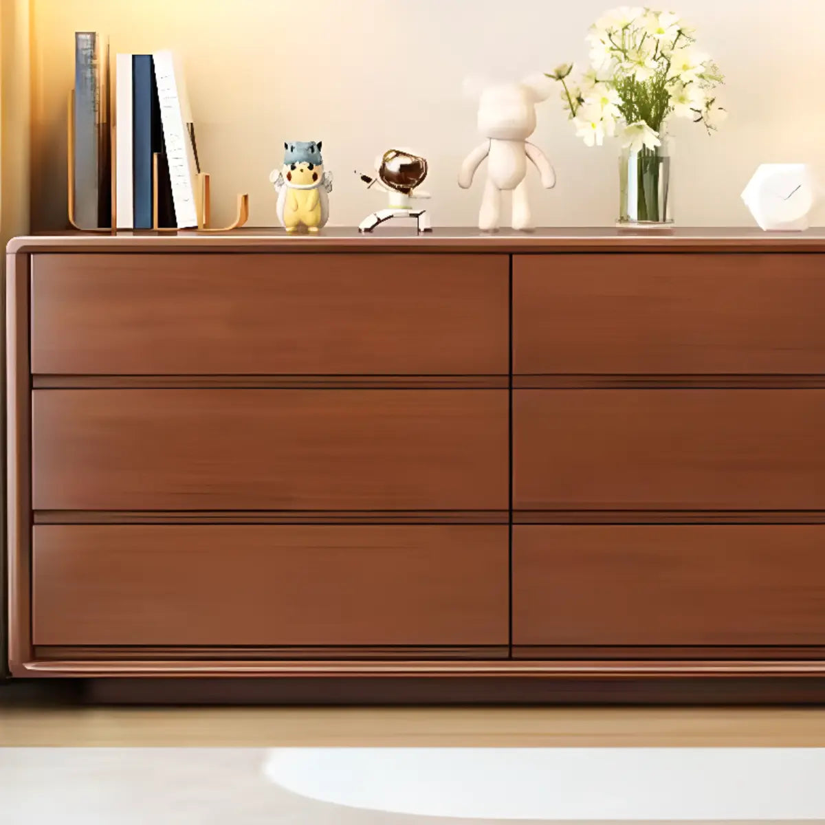 Rubberwood Butcher Block Drawers Extension Writing Desk Image - 13