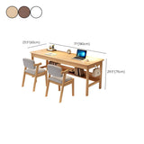 Rubberwood H-Shape Base Double Writing Desk with Drawer Image - 14