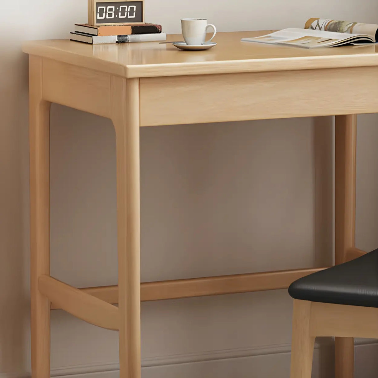 Rubberwood H-Shape Base Writing Desk with Drawers Image - 6