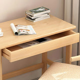 Rubberwood H-Shape Base Writing Desk with Drawers Image - 7