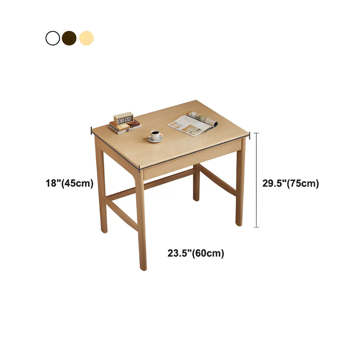 Rubberwood H-Shape Base Writing Desk with Drawers 