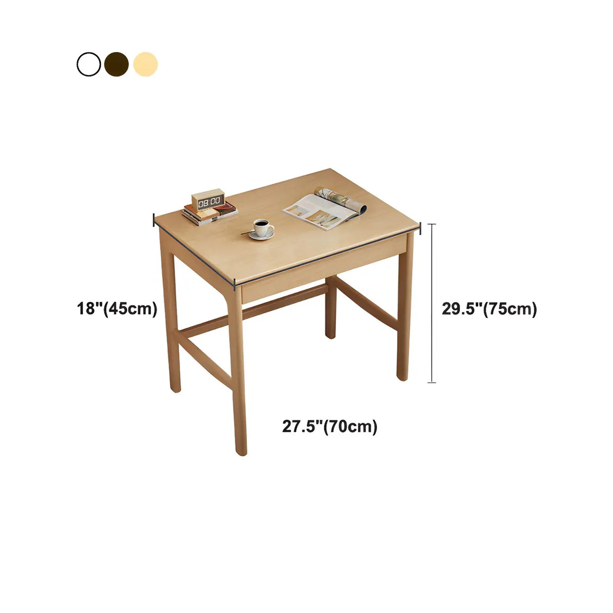 Rubberwood H-Shape Base Writing Desk with Drawers Image - 9