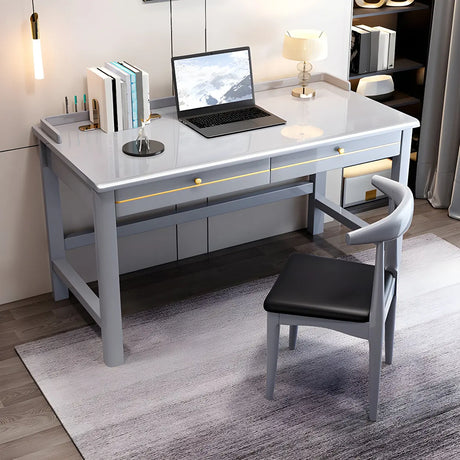 Rubberwood H-Shaped Base Writing Desk with Drawers Image - 1