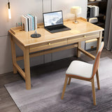 Rubberwood H-Shaped Base Writing Desk with Drawers Image - 3