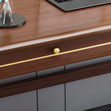 Rubberwood H-Shaped Base Writing Desk with Drawers Image - 8