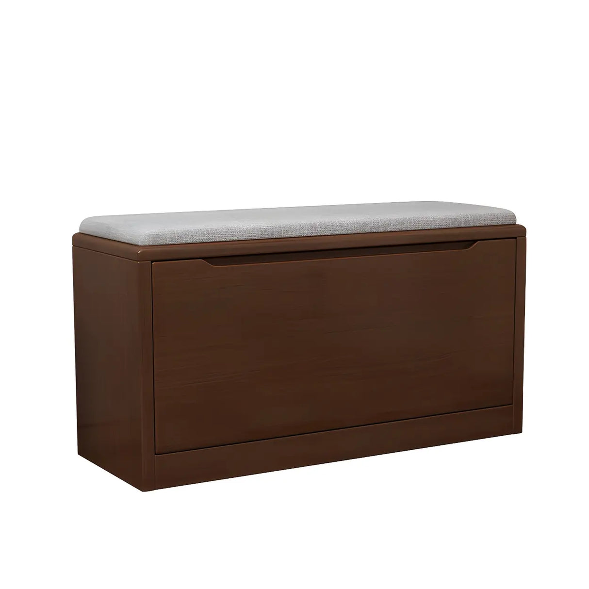 Rubberwood Linen Blend Entryway Bench with Shoe Storage Image - 10