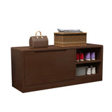 Rubberwood Linen Blend Entryway Bench with Shoe Storage Image - 12