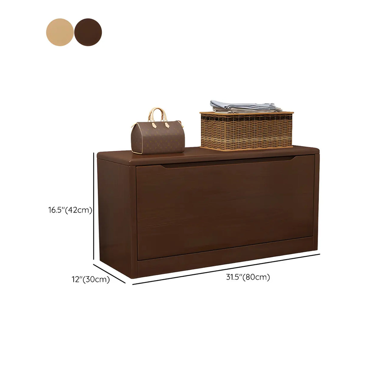 Rubberwood Linen Blend Entryway Bench with Shoe Storage 
