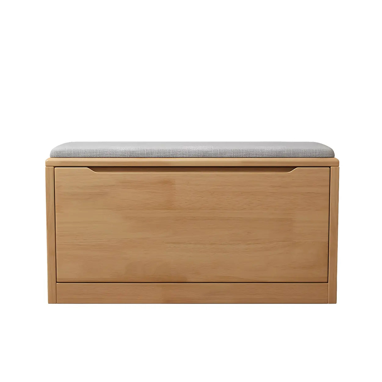 Rubberwood Linen Blend Entryway Bench with Shoe Storage Image - 9
